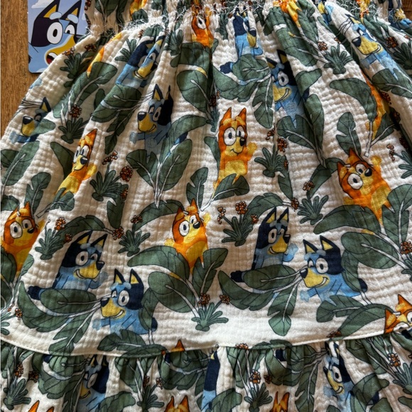 Bluey 100% cotton Kids Dress - Green and Yellow beige NEW NWT Sz 5 - Picture 4 of 7